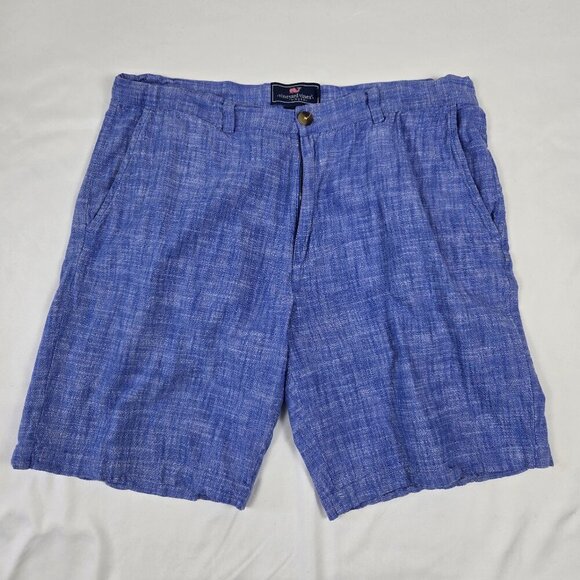 Vineyard Vines Breaker Short Size 35 Blue 100% Cotton Shorts Zip Fly Pockets - Picture 1 of 10